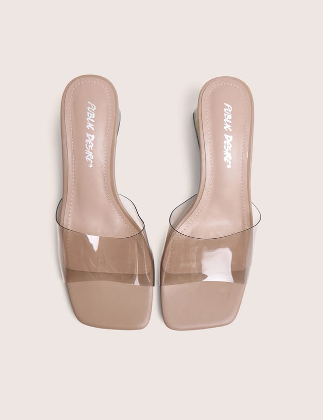 Public Desire Juno Grey Perspex Slip on Mule Heels - 2