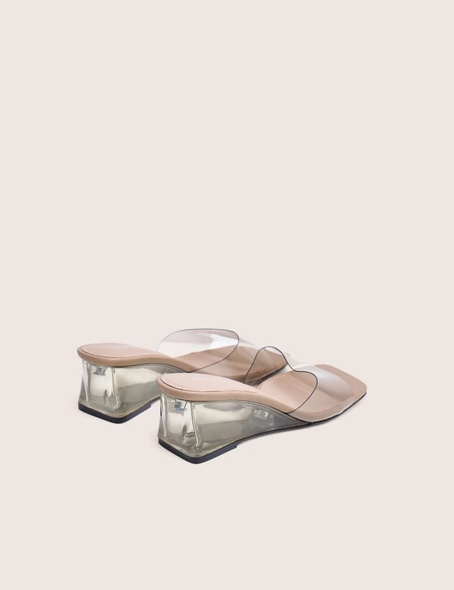 Public Desire Juno Grey Perspex Slip on Mule Heels - 3