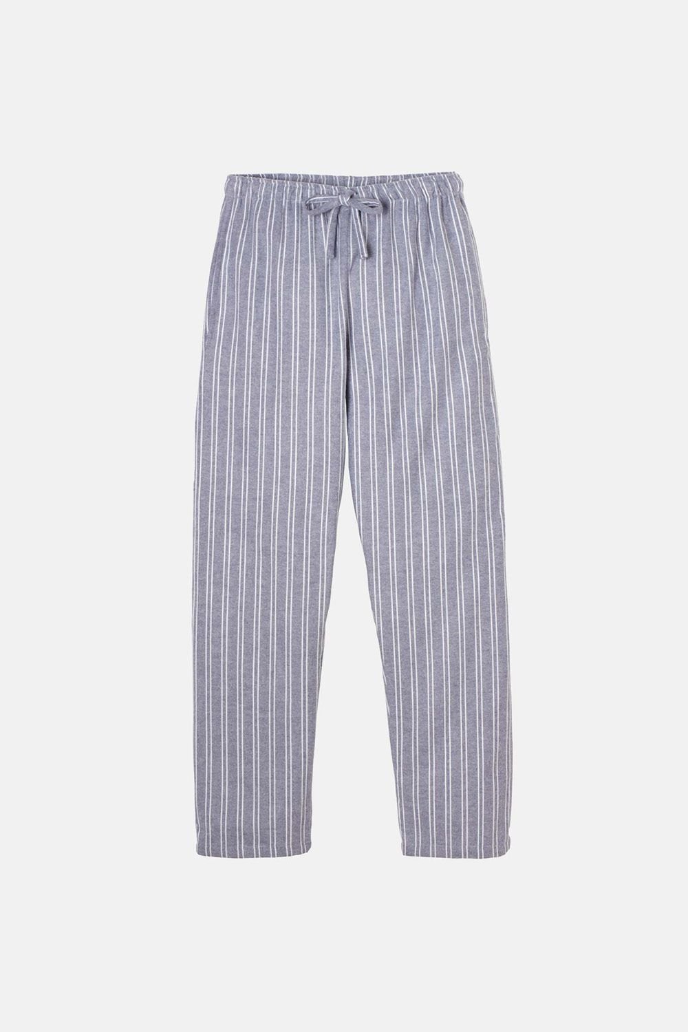 British Boxers British Boxers Women's "Westwood Pebble" Stripe Brushed Cotton Pyjama Trousers in Light Grey - 2
