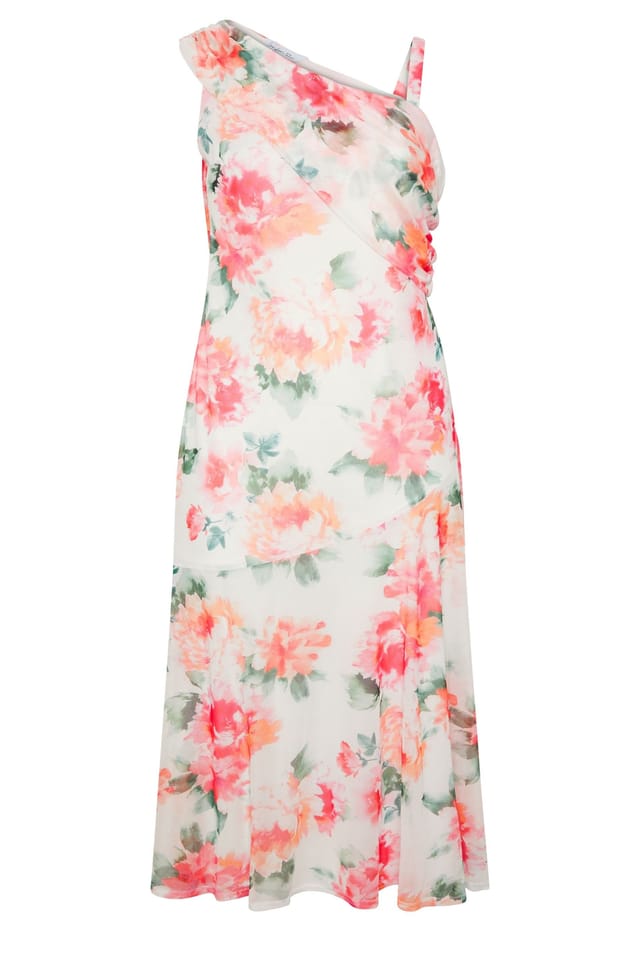 Yours Yours Women's Floral Drape Shoulder Maxi Dress in Ivory - 2