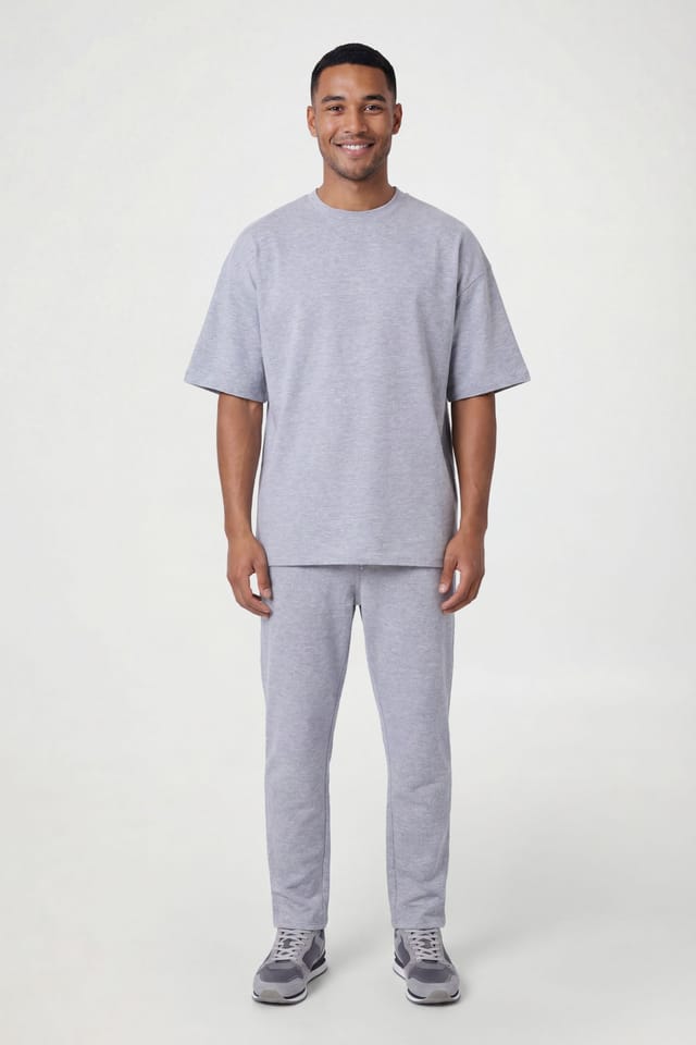 CICAY CICAY Men's Relaxed Fit Crew Neck Cotton T-Shirt in Mid Grey - 2