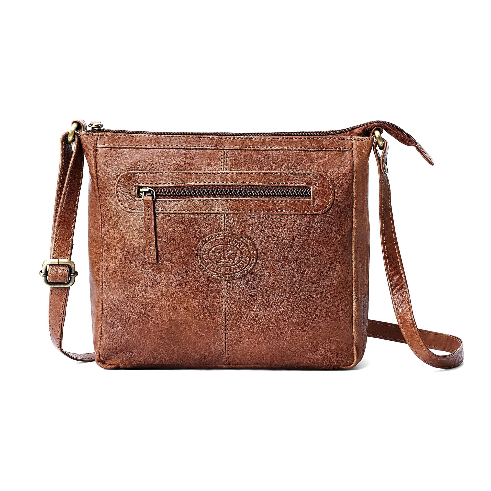 Woodland Leathers Woodland Leathers Women's Genuine Leather Crossbody Bag Vintage Style in Tan