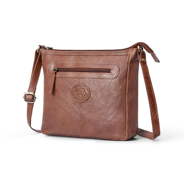 Woodland Leathers Woodland Leathers Women's Genuine Leather Crossbody Bag Vintage Style in Tan - 2
