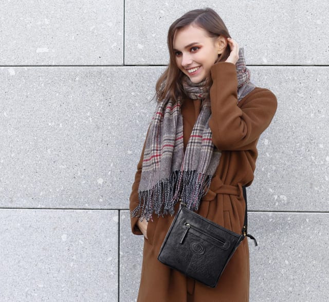 Woodland Leathers Woodland Leathers Women's Genuine Leather Crossbody Bag Vintage Style in Tan - 3