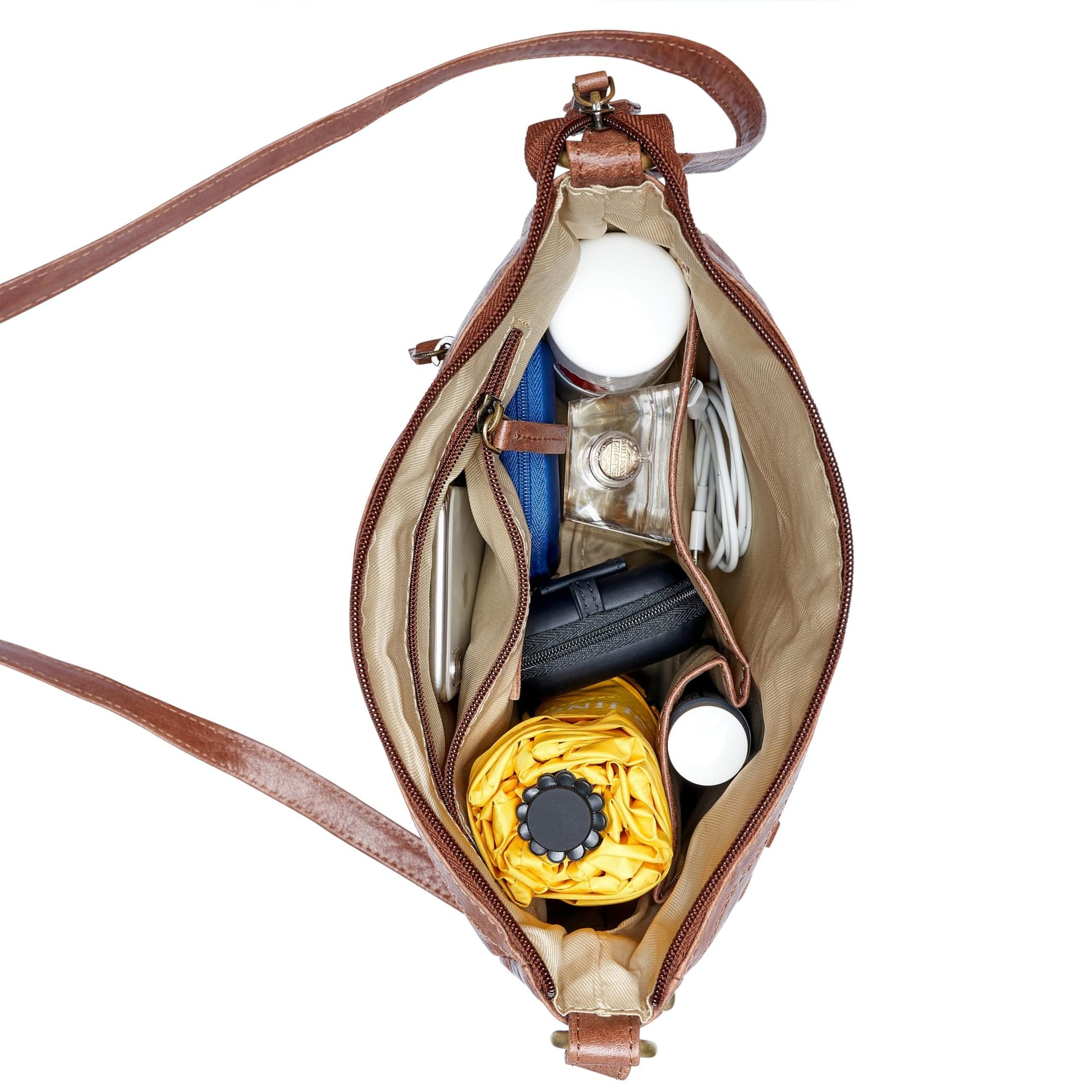 Woodland Leathers Woodland Leathers Women's Genuine Leather Crossbody Bag Vintage Style in Tan - 4
