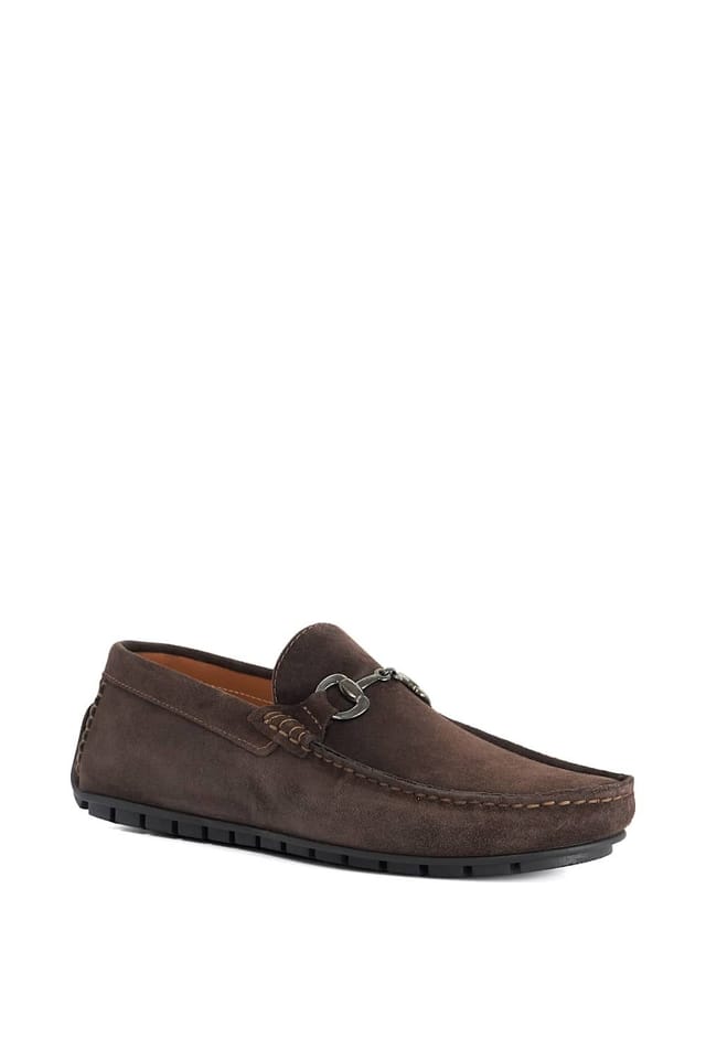 Dune London Dune London Men's Wide Fit 'Brackon' Suede Slip-On Shoes in Brown - 2