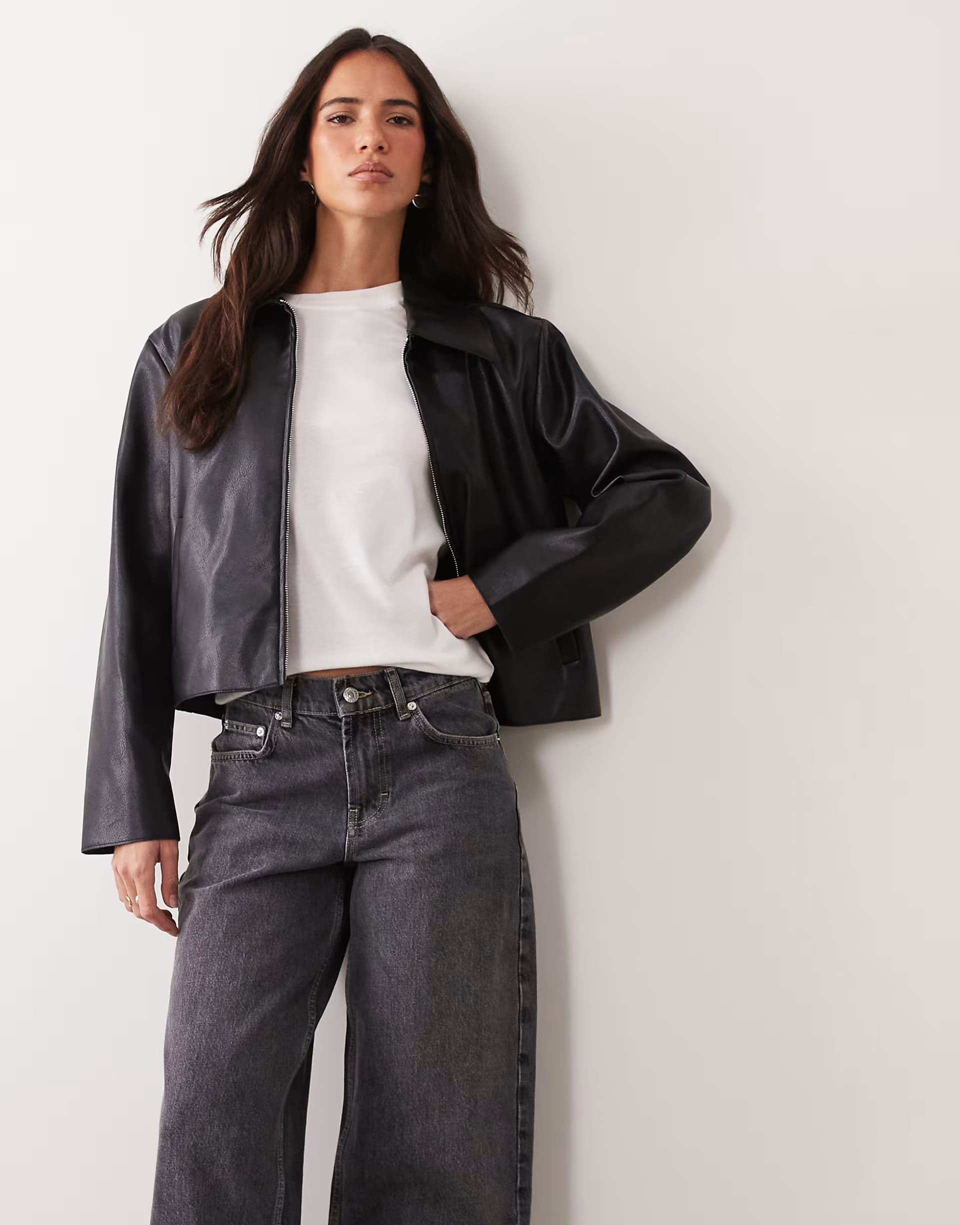 ASOS Mango faux leather jacket in black