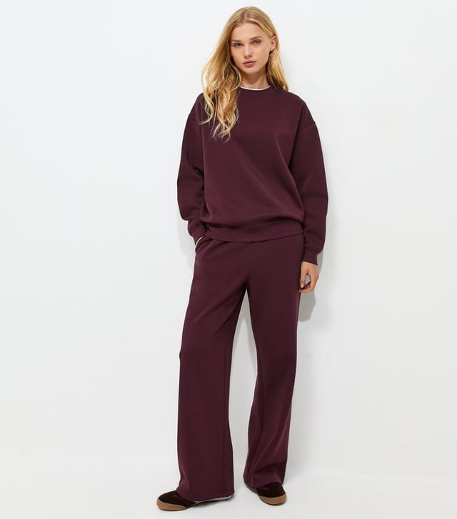 New Look Women's Dark Burgundy Cotton Rich Relaxed Sweatshirt New Look - 2