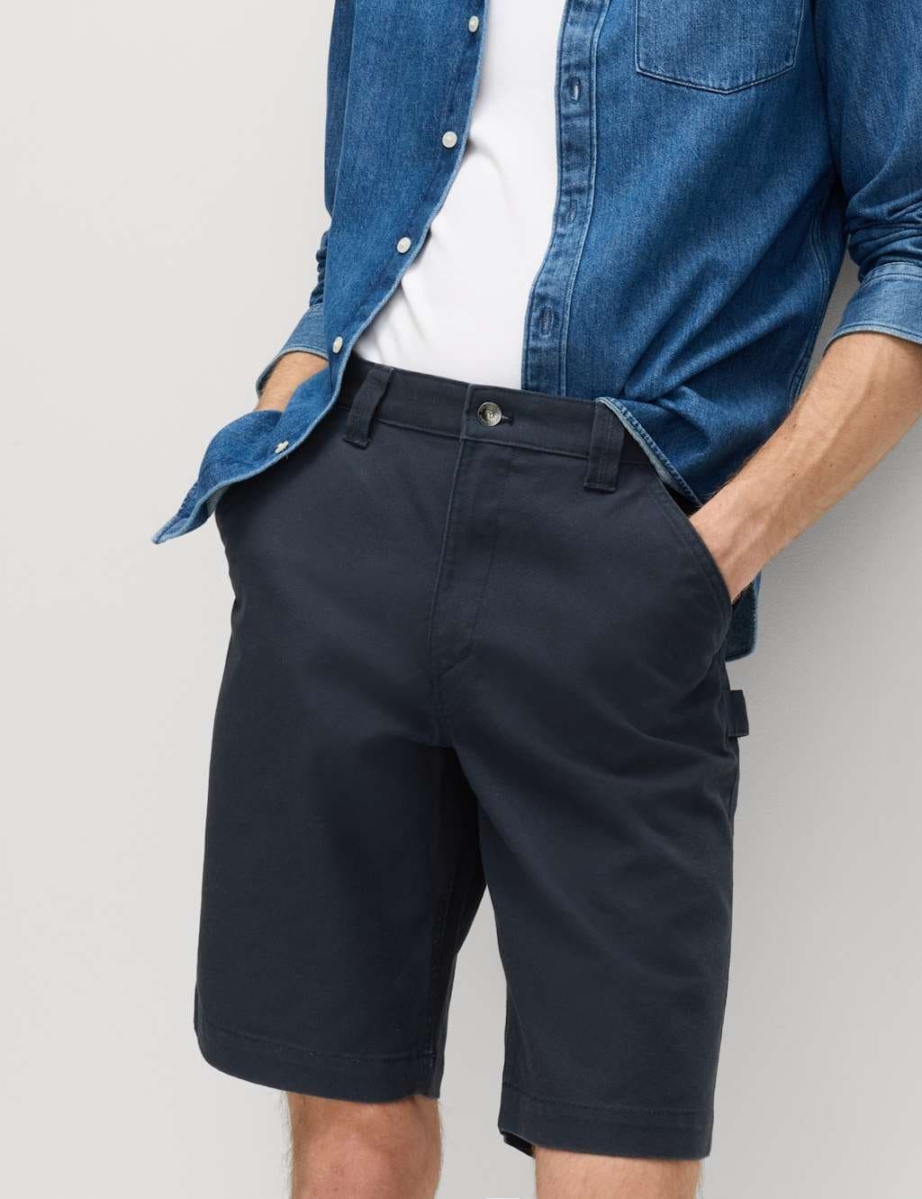 Marks & Spencer M&S Loose Fit Pure Cotton Utility Shorts Navy