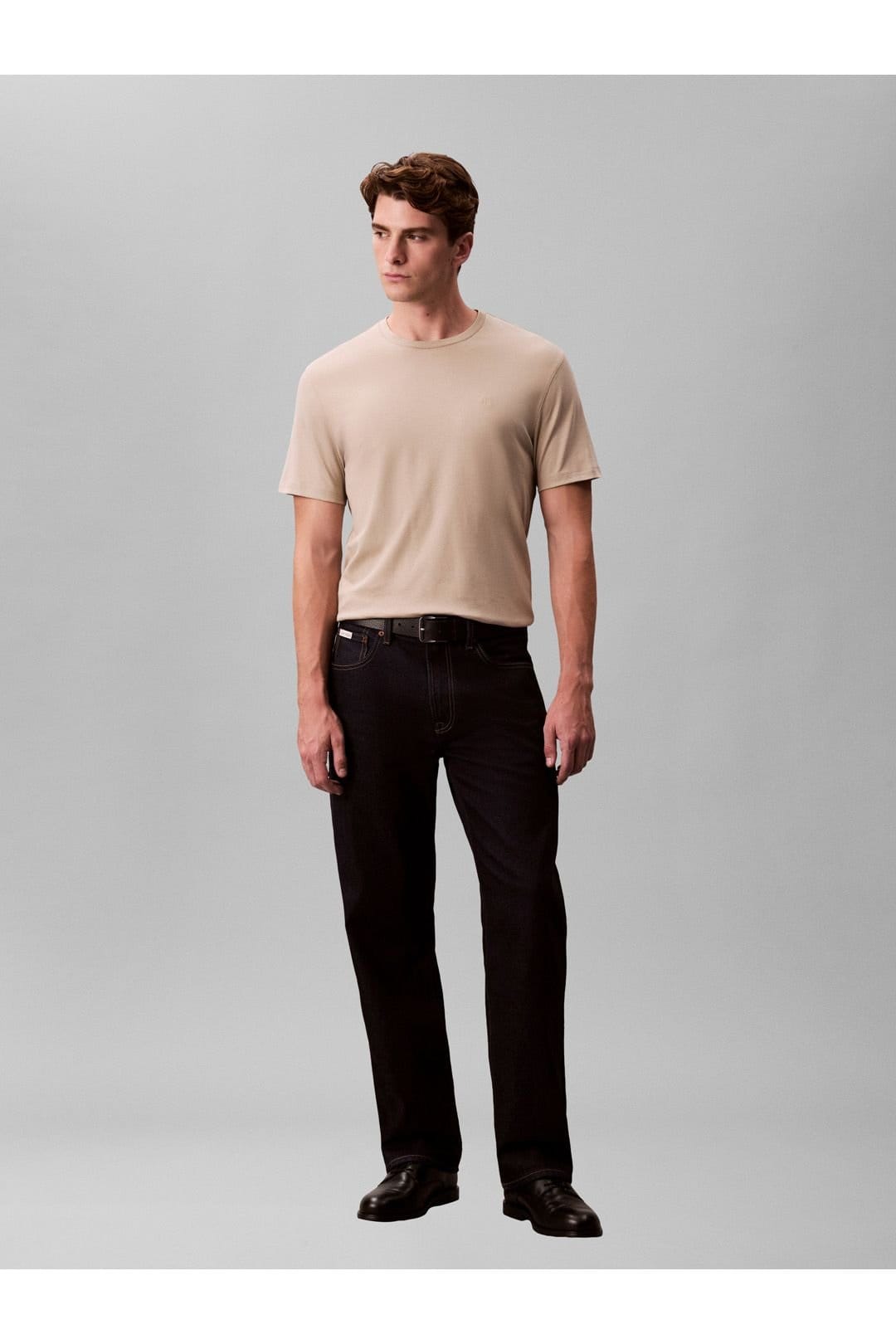 Calvin Klein Calvin Klein Men's SS Supima Chest Emb Crewneck Tee Ancient Marble in Ecru - 4
