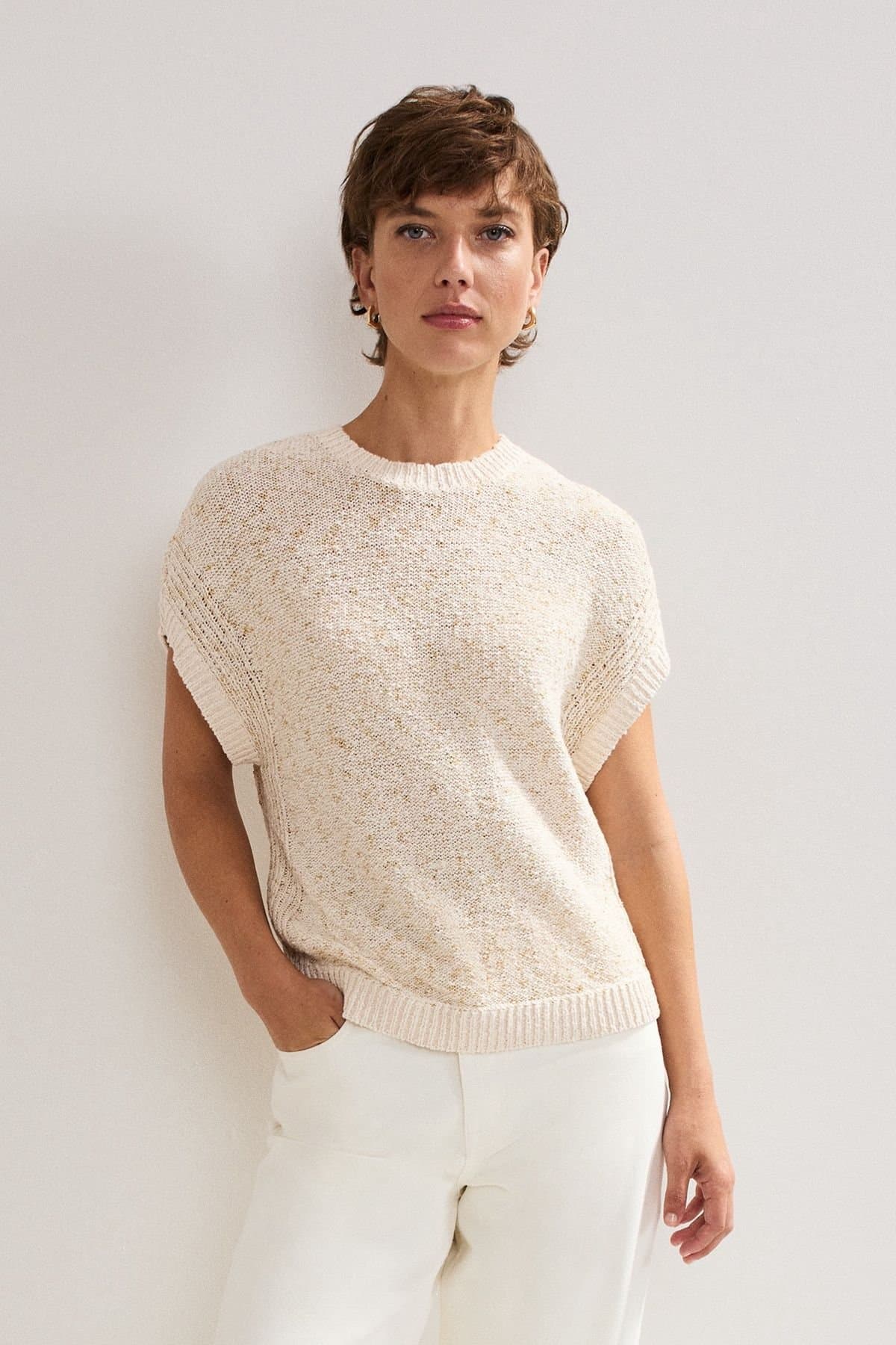 Phase Eight Phase Eight Ecru Textured Knit Tank Top