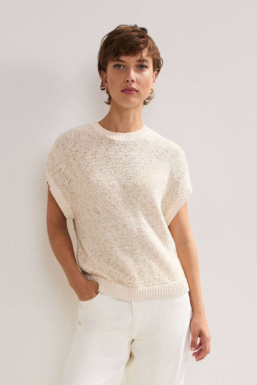 Phase Eight Phase Eight Women's Janet Relaxed Textured Tank Top in Ecru - 2