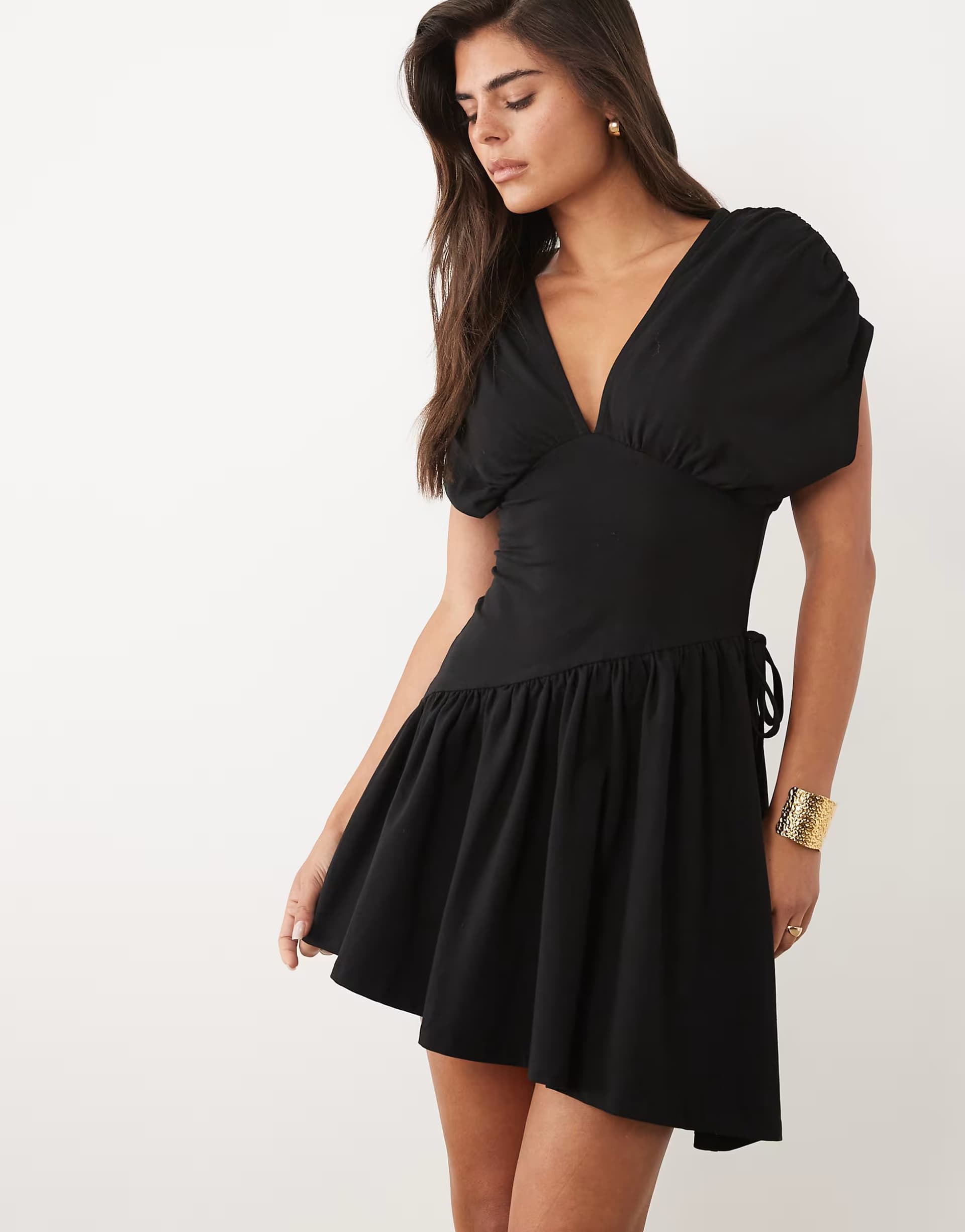 ASOS ASOS DESIGN plunge waisted mini dress in black