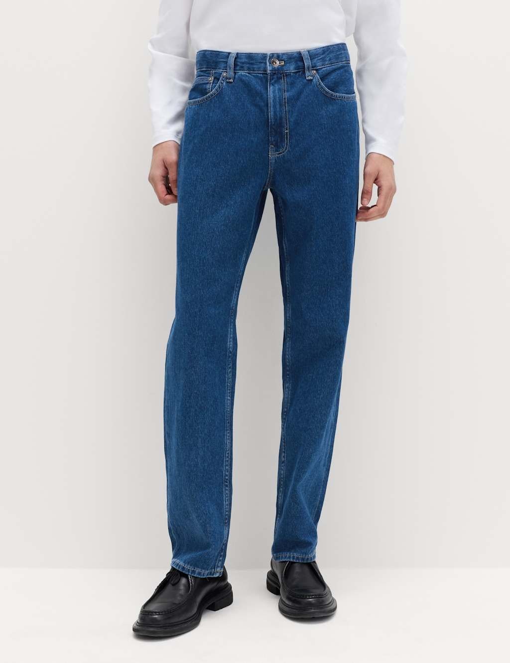 Marks & Spencer M&S Straight Fit Lightweight Soft Touch Jeans Mid Blue - 2