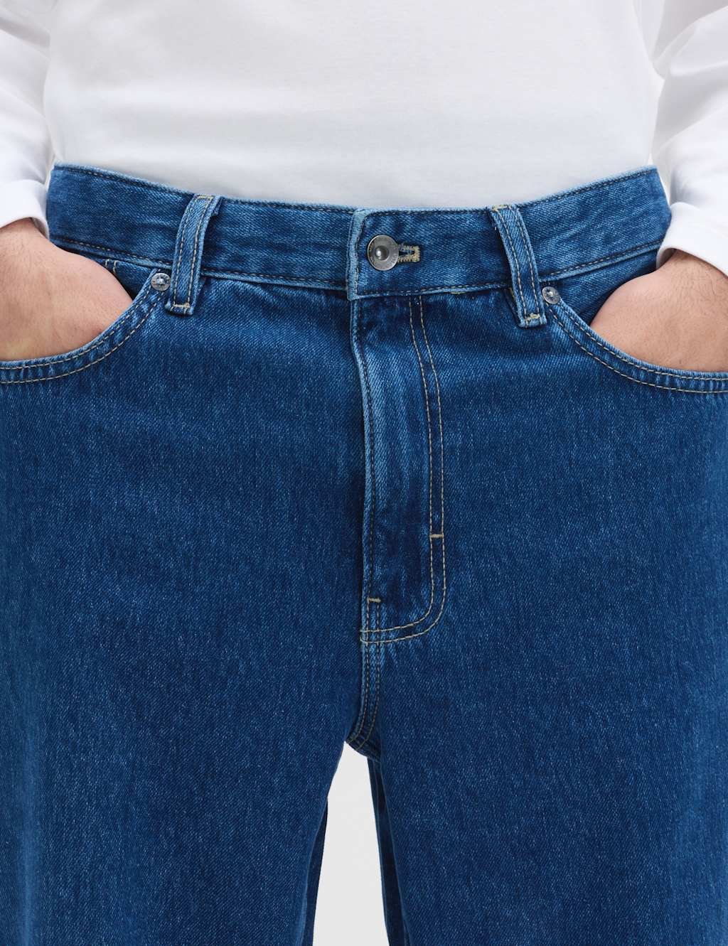 Marks & Spencer M&S Straight Fit Lightweight Soft Touch Jeans Mid Blue - 4