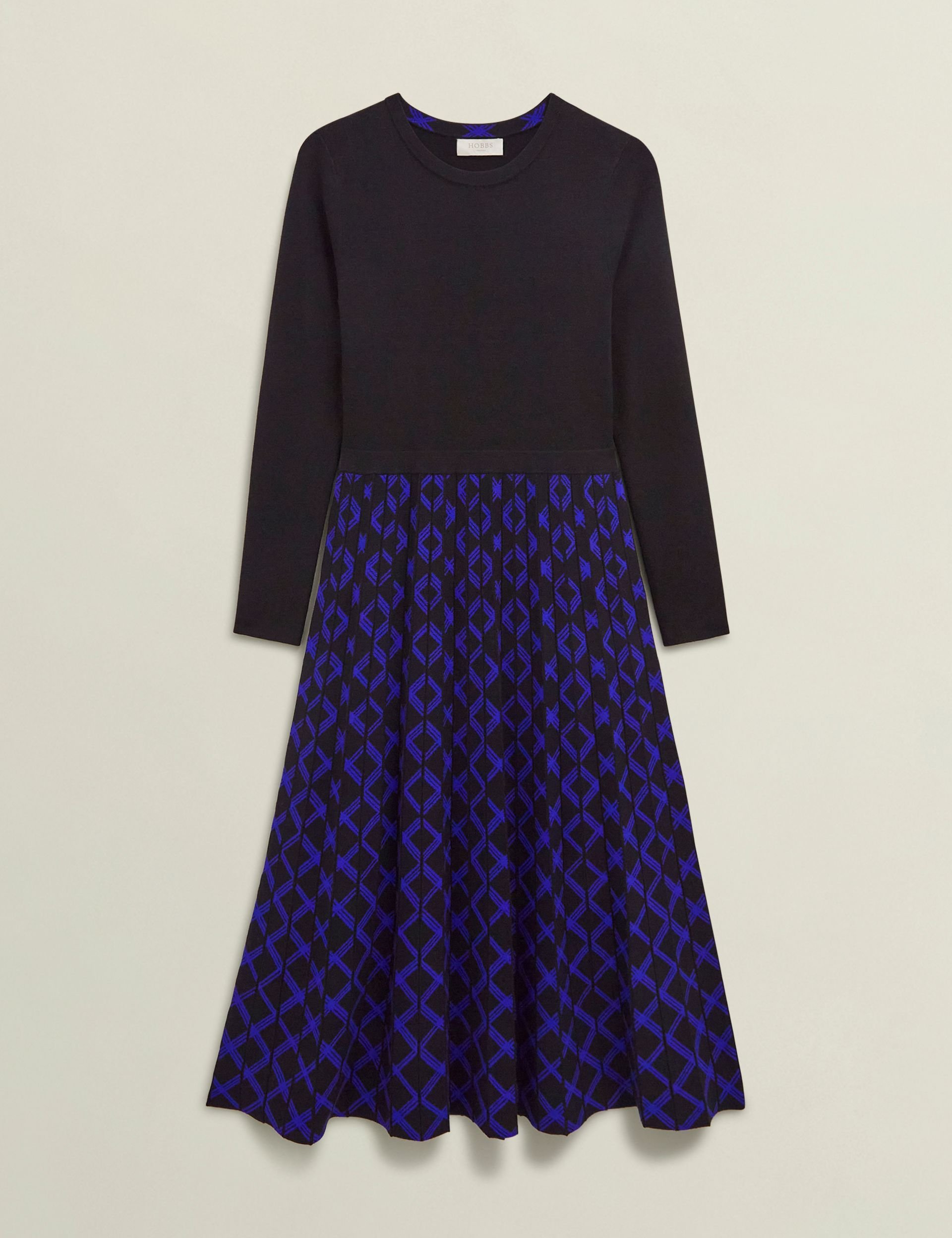 Hobbs London Hobbs London Women's Larna Knitted Geometric Skirt Midi Dress in Blue - 2