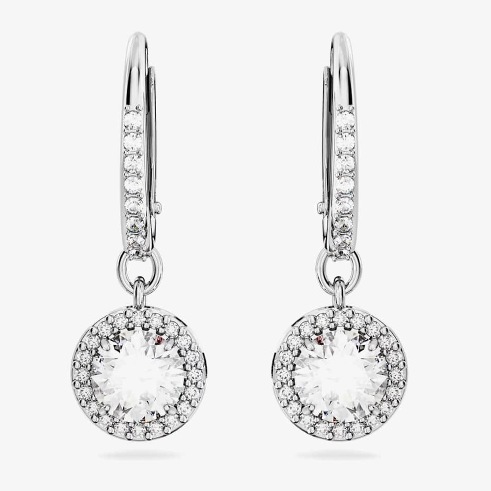 Swarovski Swarovski Women's Constella Silver Dropper Hoop Earrings 5636270 - 2