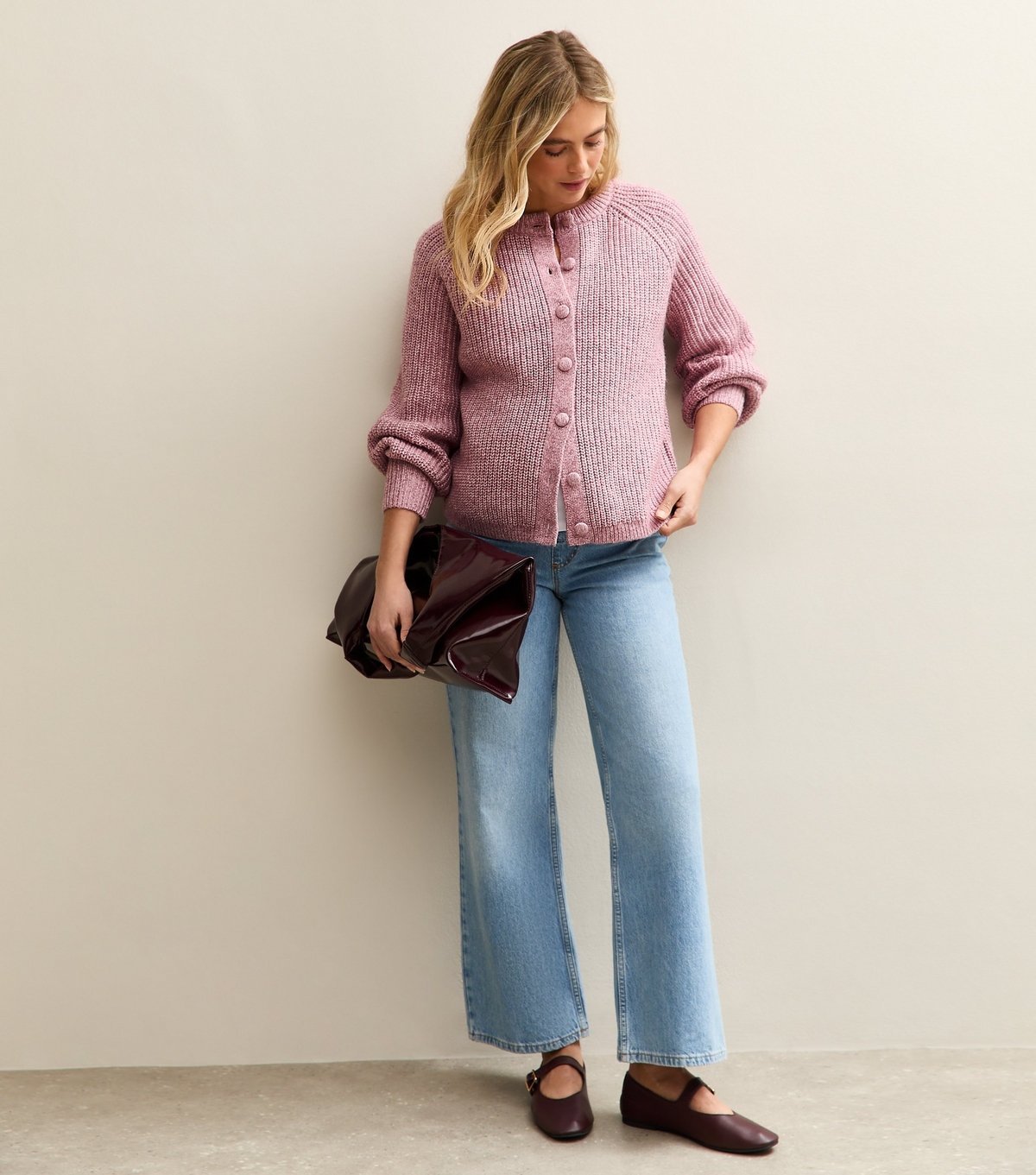 New Look Women's Maternity Pink Ribbed Raglan Cardigan New Look - 3