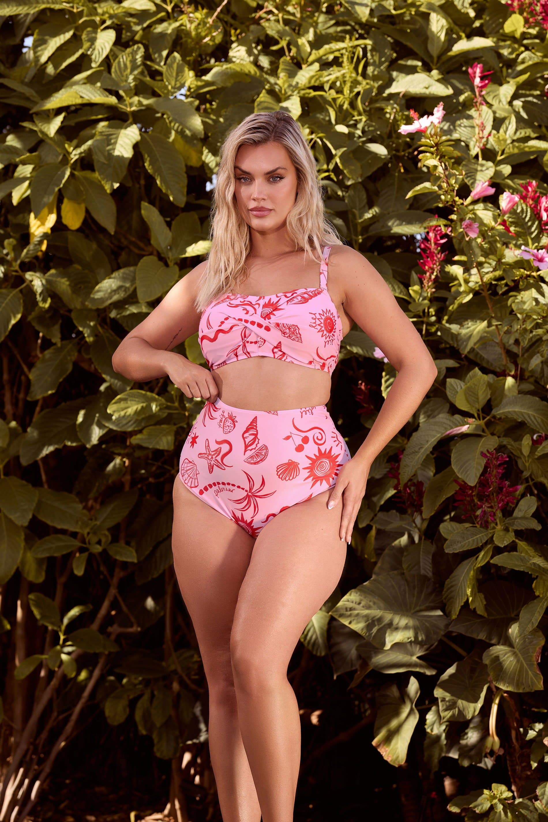 Yours Plus Size Pink Shell Print Super High Waist Bikini Brief