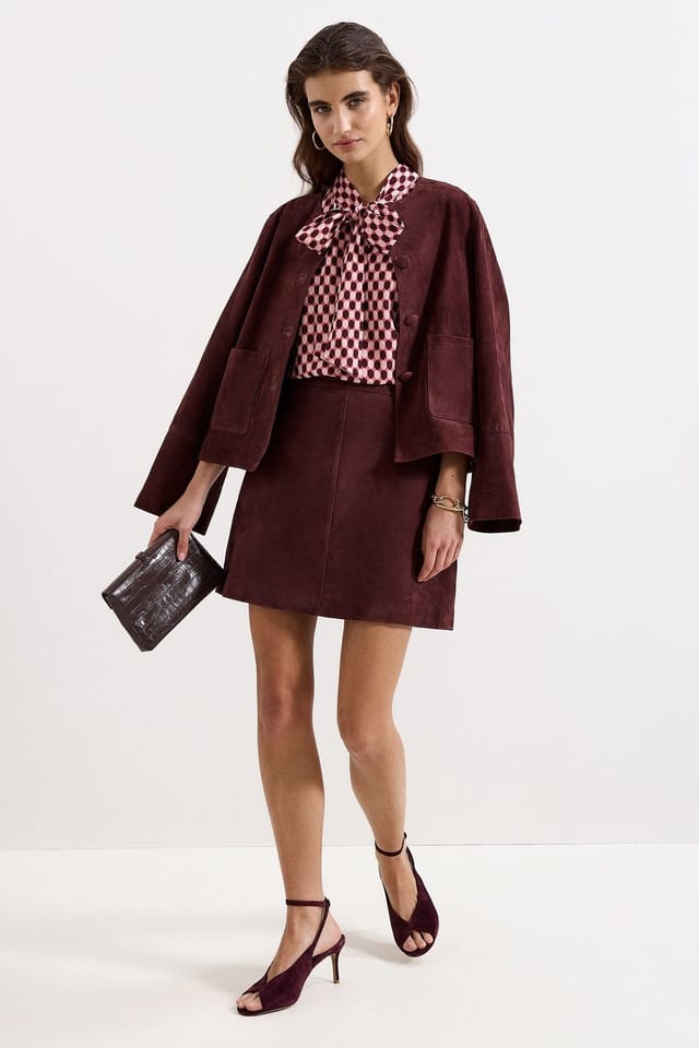 Phase Eight Phase Eight Women's Roselle Suede Mini Skirt in Maroon - 3