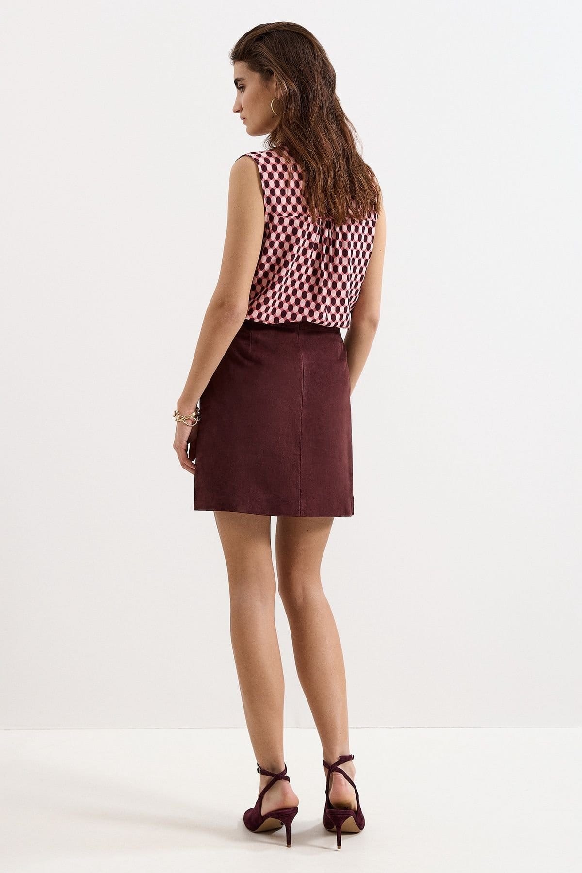 Phase Eight Phase Eight Women's Roselle Suede Mini Skirt in Maroon - 4
