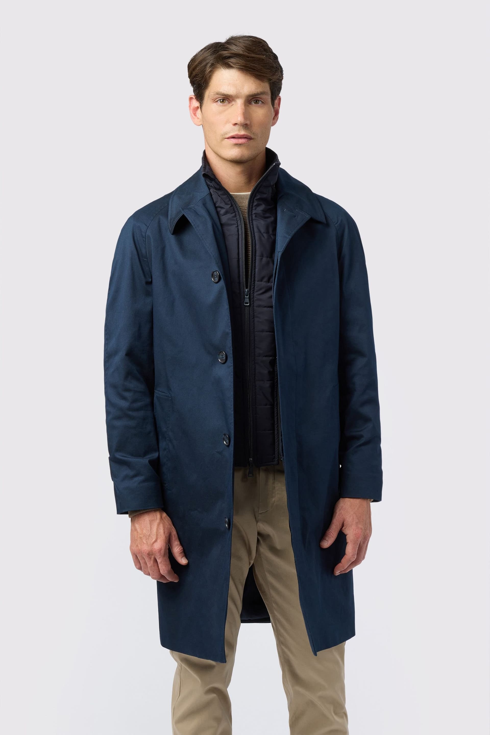 Melka Melka Navy Cotton Car Coat with Gilet Insert