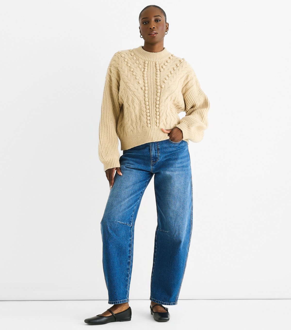 Gini London Women's Cream Textured Knit Jumper Gini London New Look - 2