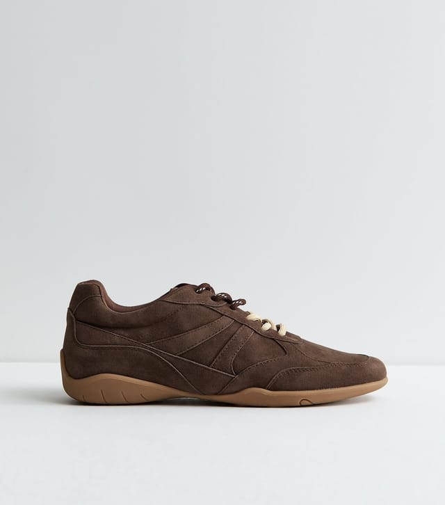 New Look Women's Brown Faux Suede Double Lace Trainers Vegan New Look - 3