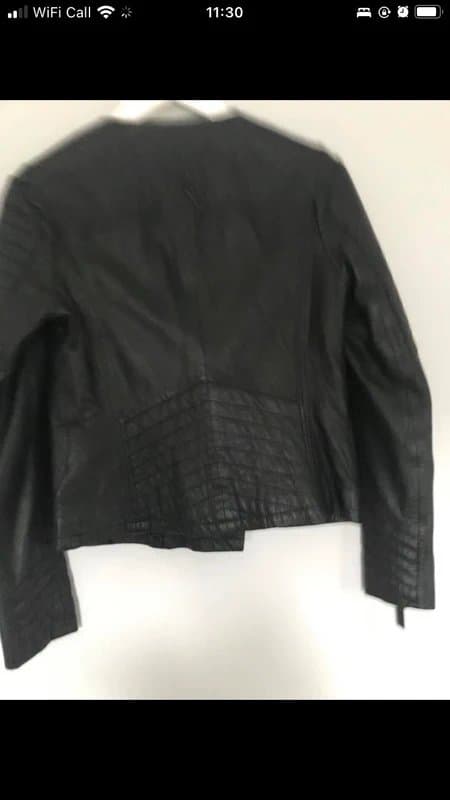 Label Lab £249 label lab real leather biker jacket coat uk 6 black