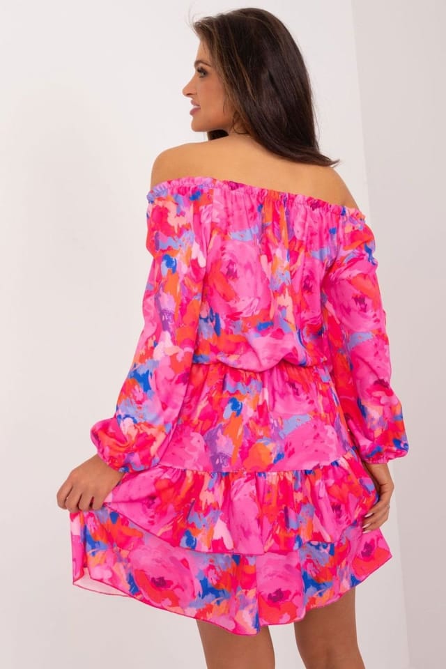 Love Lace Love Lace Women's Cheerful Printed Flared Mini Summer Dress in Pink - 3
