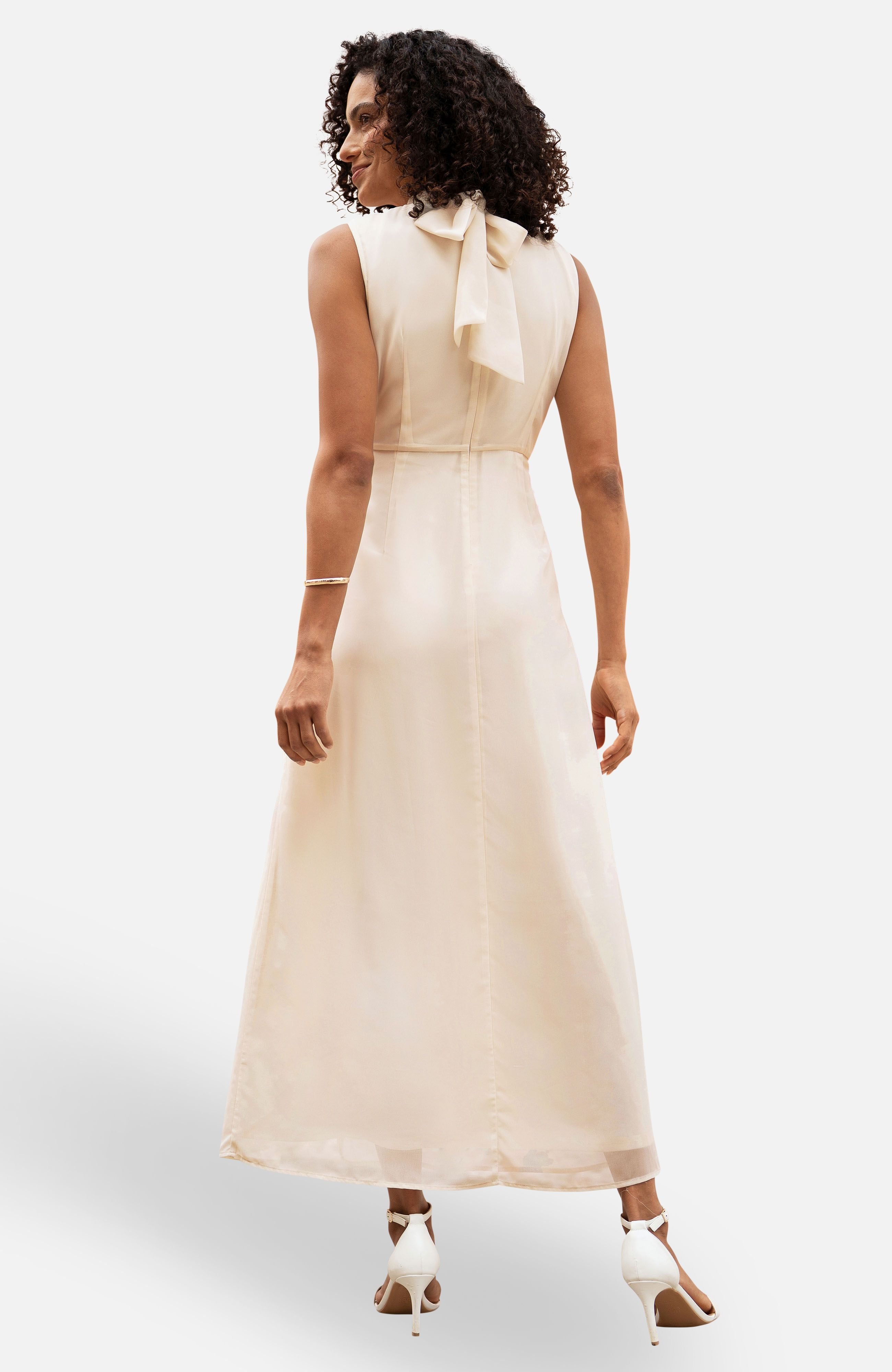 Yumi Yumi Women's Ivory Flower Halter Neck Maxi Dress in Warm White - 2