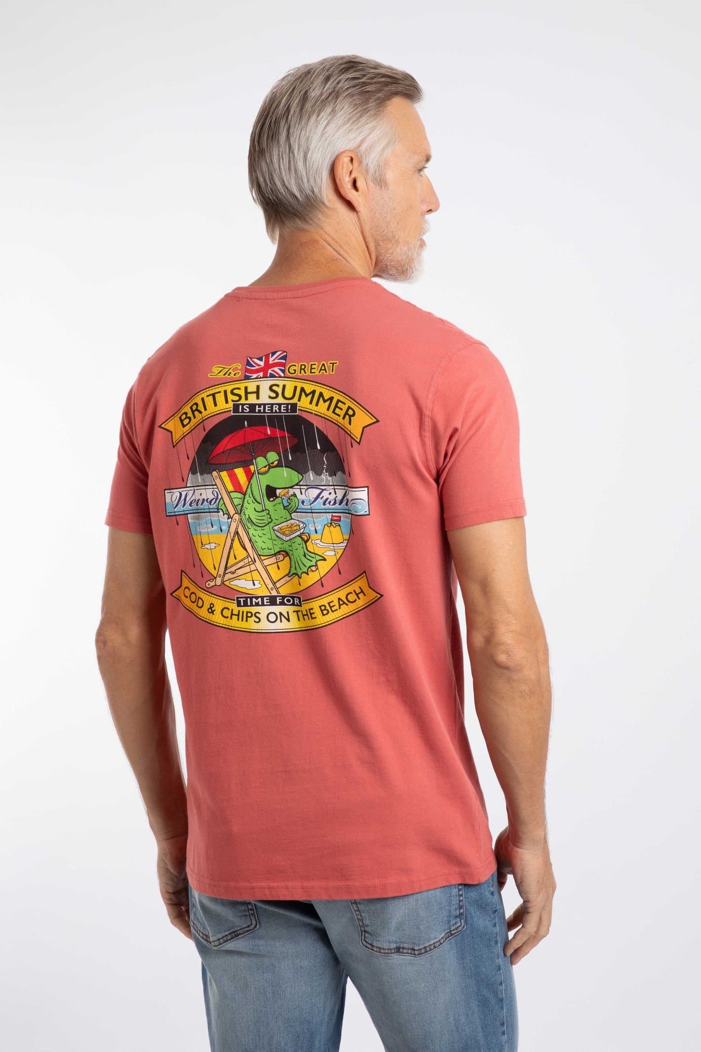 Weird Fish Weird Fish Men's Cod & Chips Artist T-Shirt in Light Red