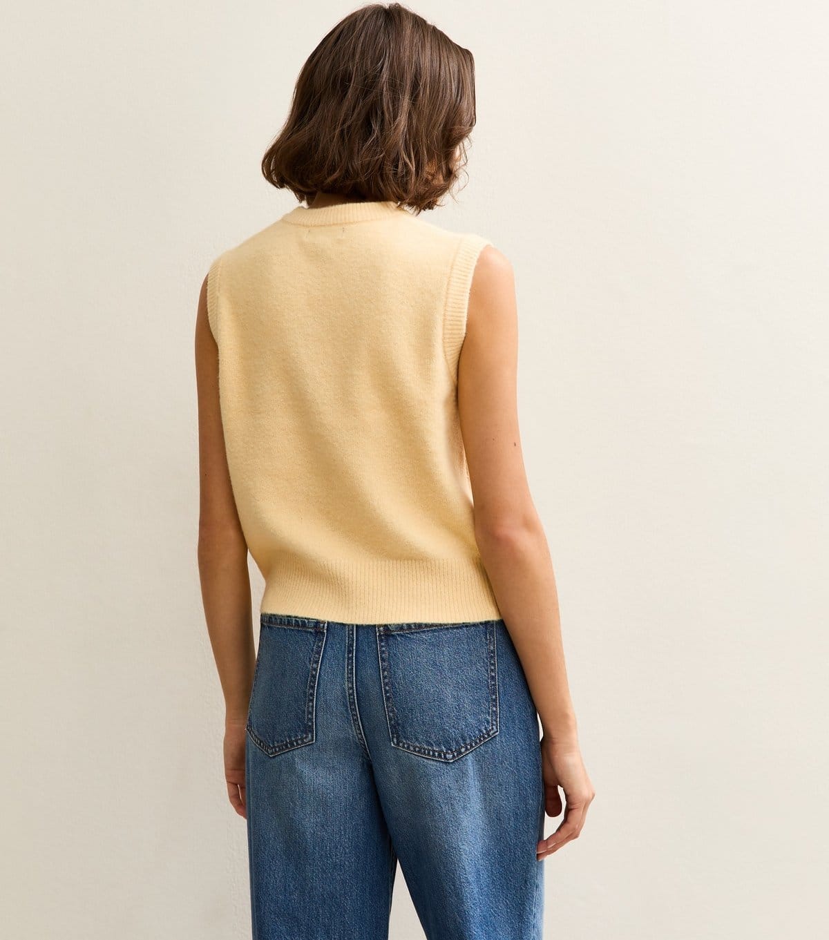 New Look Women's Light Yellow Crew Neck Knit Vest New Look - 4