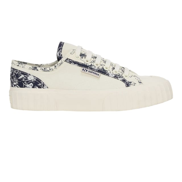 Superga Superga Women's 2630 Stripe Sketched Flowers Trainers in Beige - 2