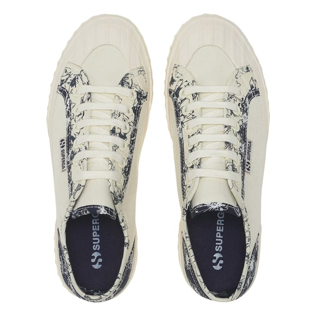 Superga Superga Women's 2630 Stripe Sketched Flowers Trainers in Beige - 3