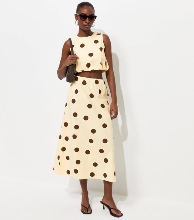 New Look Women's Cream Cotton Large Spot Print Sleeveless Crop Top New Look - 3