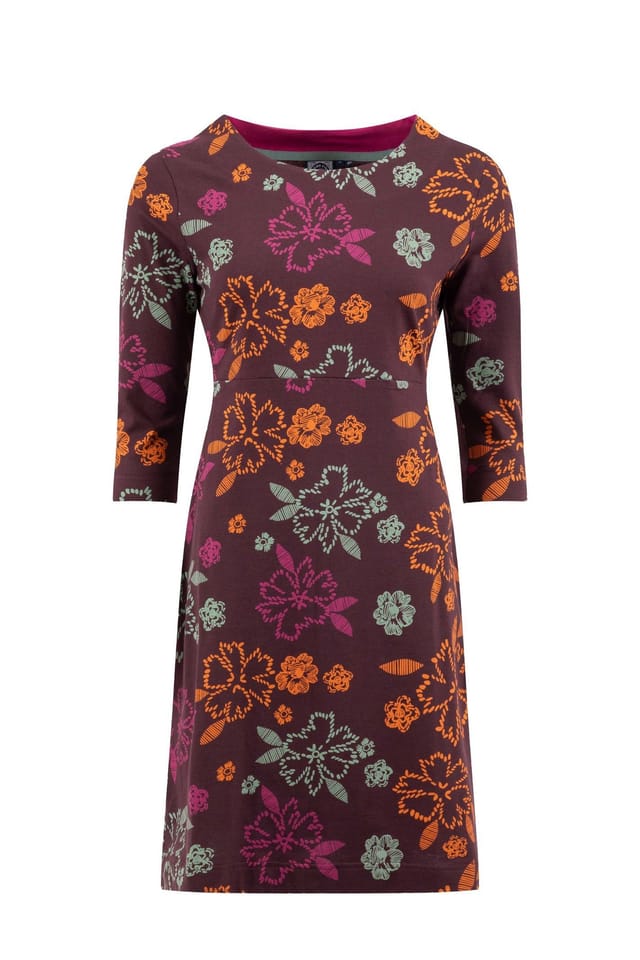 Weird Fish Weird Fish Women's Shafika Cotton Printed Jersey Dress in Wine - 2