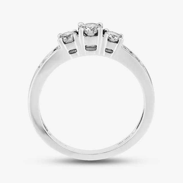 T.H.Baker T.H.Baker Women's 9ct White Gold 0.50ct Diamond Shouldered Trilogy Ring in Silver - 3