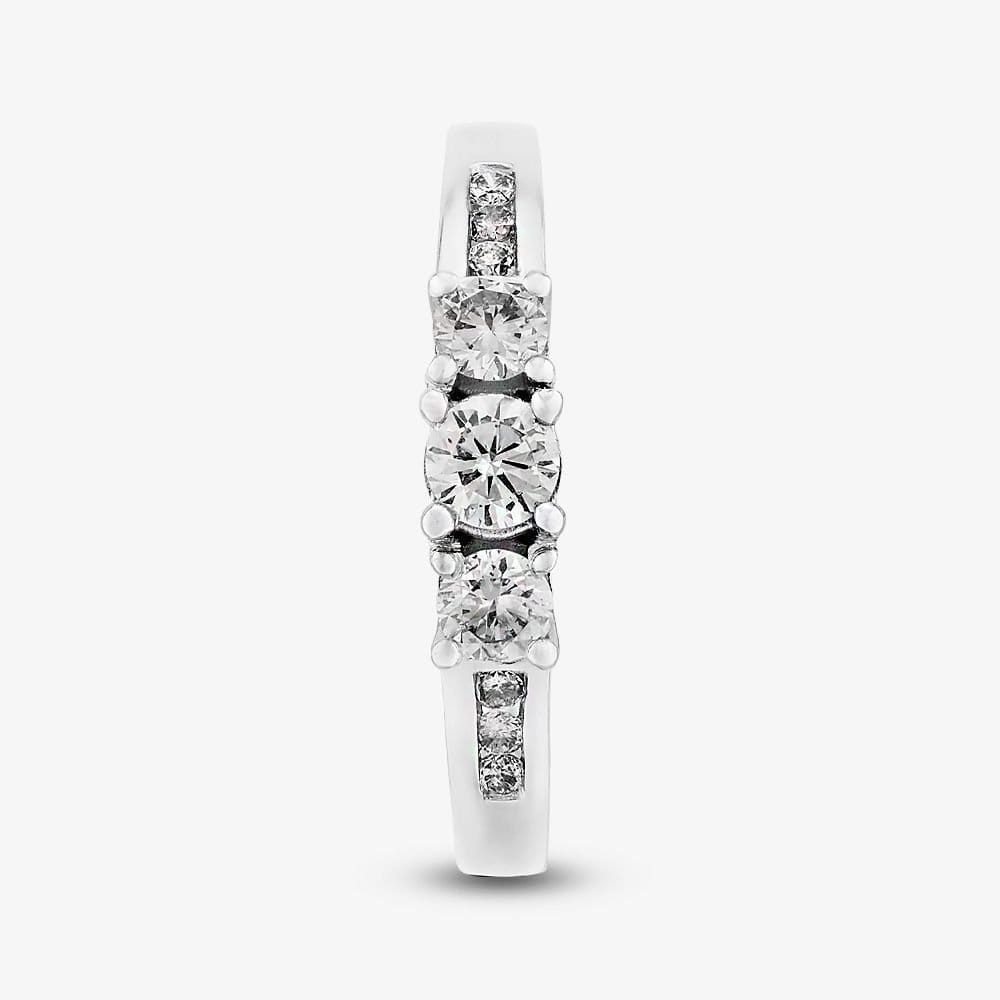 T.H.Baker T.H.Baker Women's 9ct White Gold 0.50ct Diamond Shouldered Trilogy Ring in Silver - 4