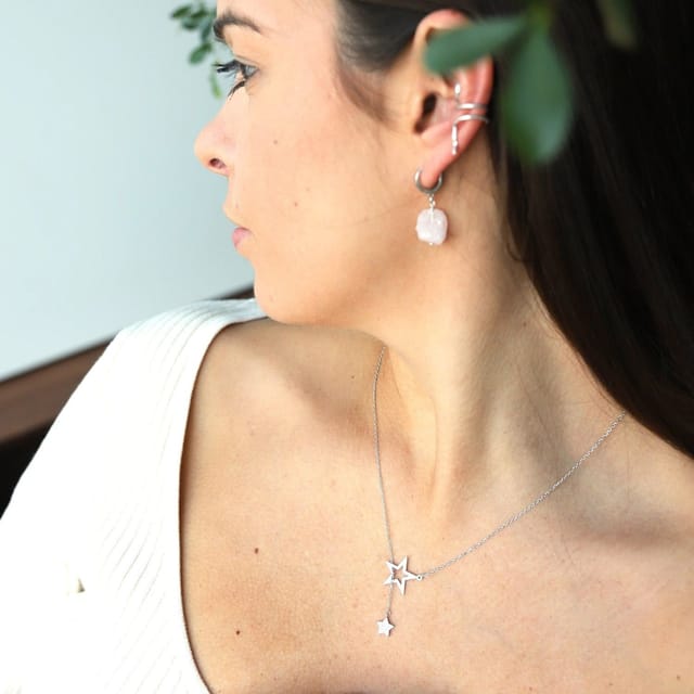 Gold Trip Gold Trip Women's Double Star Lariat Necklace in Silver - 3