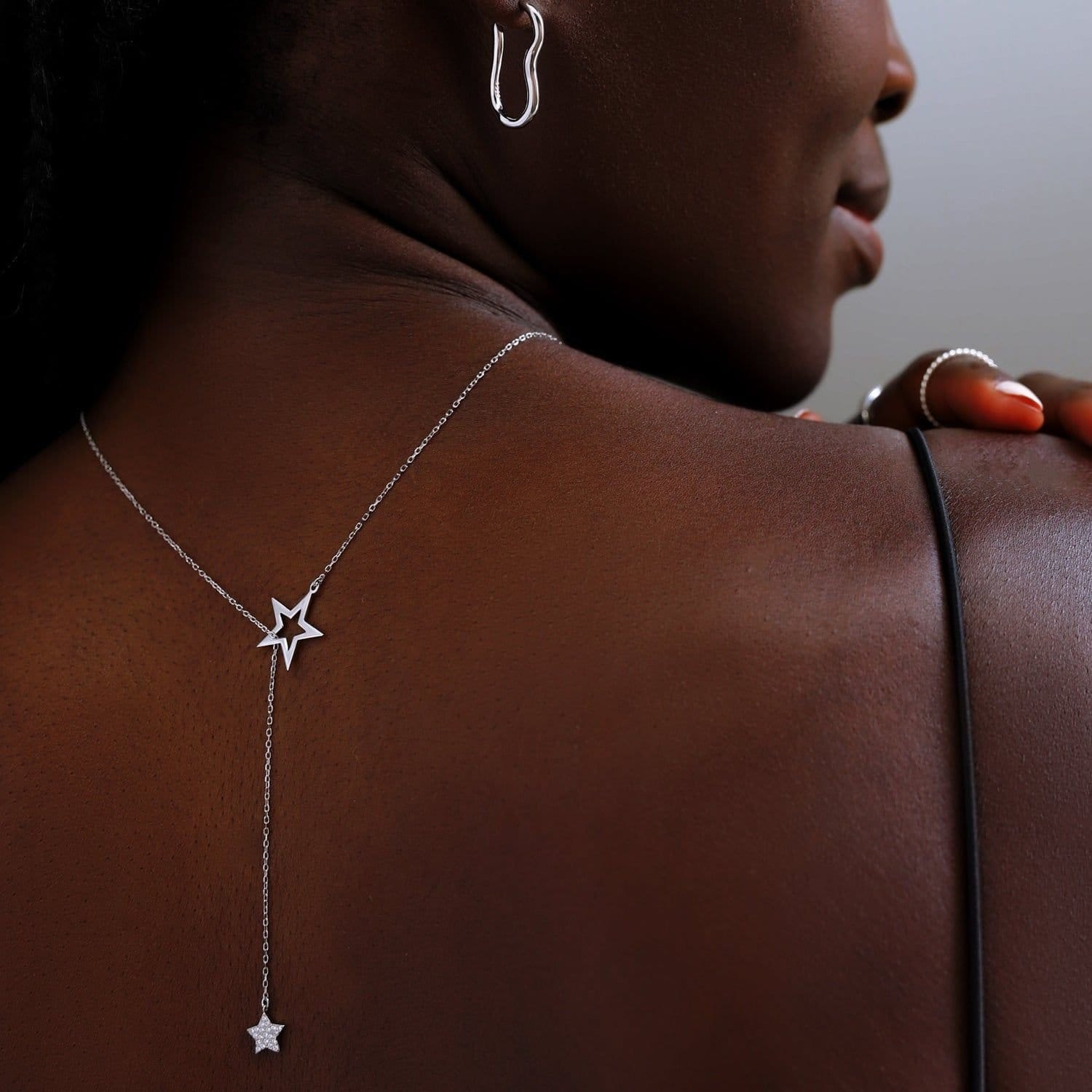 Gold Trip Gold Trip Women's Double Star Lariat Necklace in Silver - 4