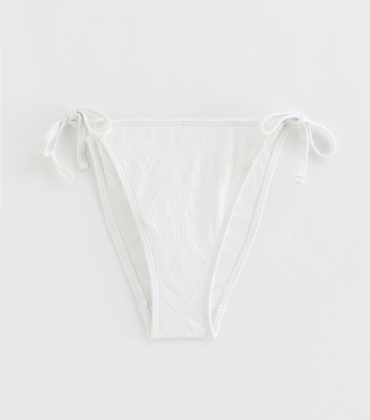 New Look Women's White Starfish Jacquard Tie Side Bikini Bottoms New Look