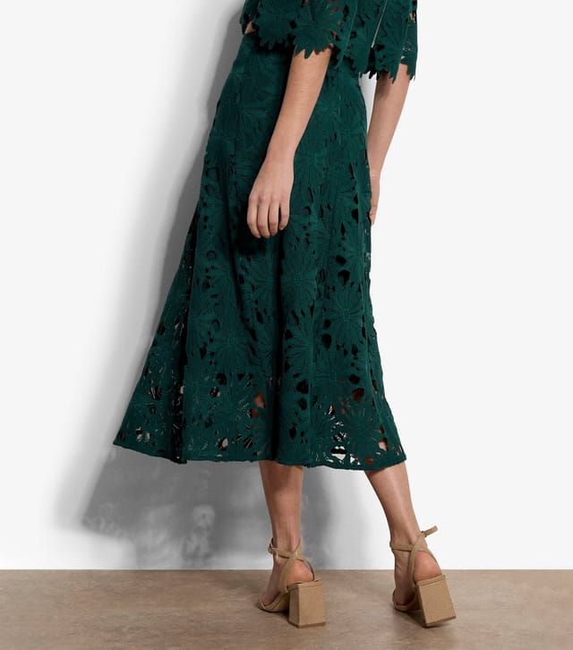 Apricot Women's Dark Green Daisy Lace Midi Skirt Apricot New Look - 3