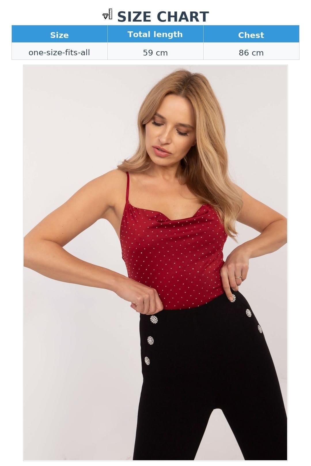 Love Lace Love Lace Women's Elegant Rhinestone Strap Top for Glam in Red - 4