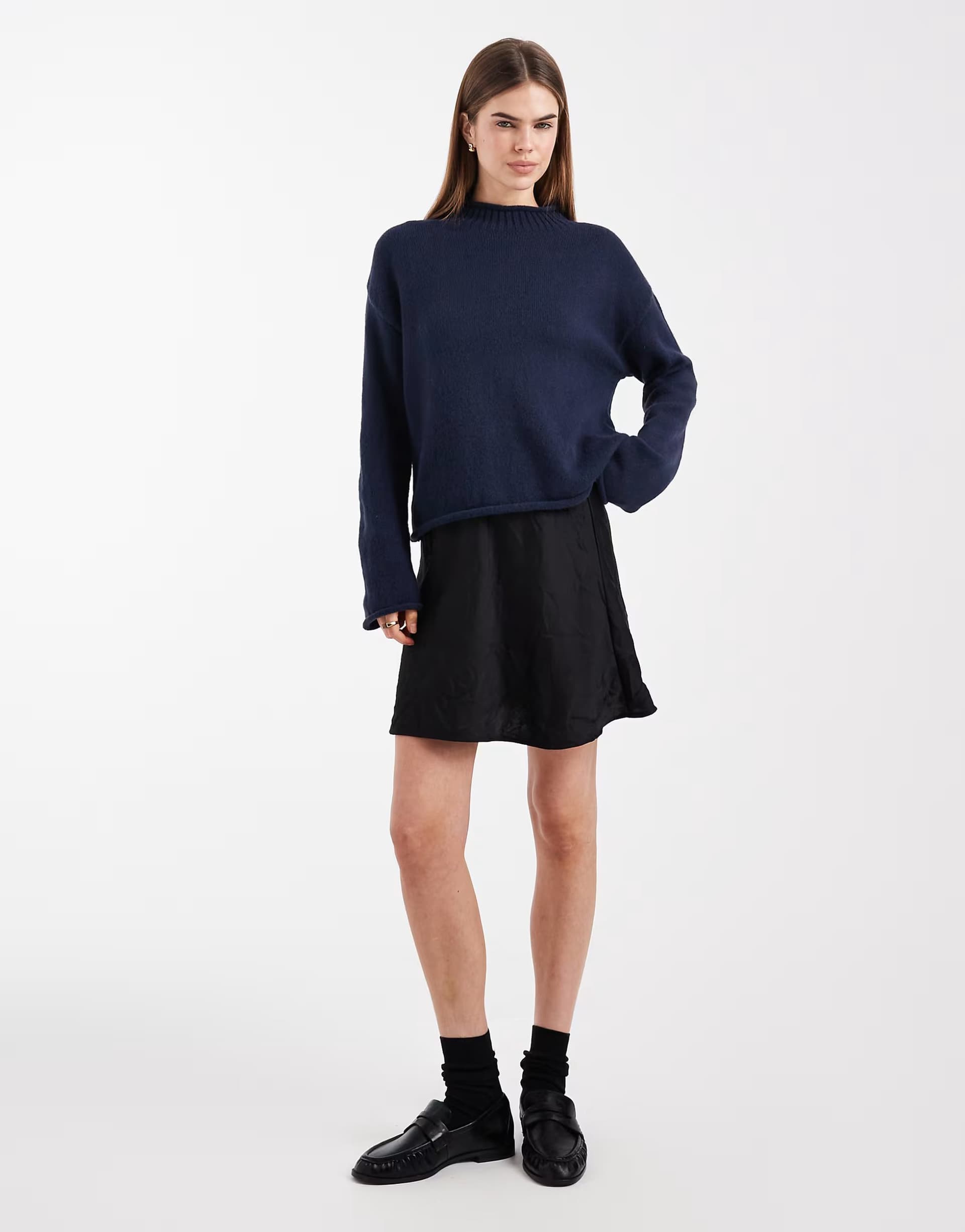 ASOS ASOS DESIGN crushed satin mini skirt in black