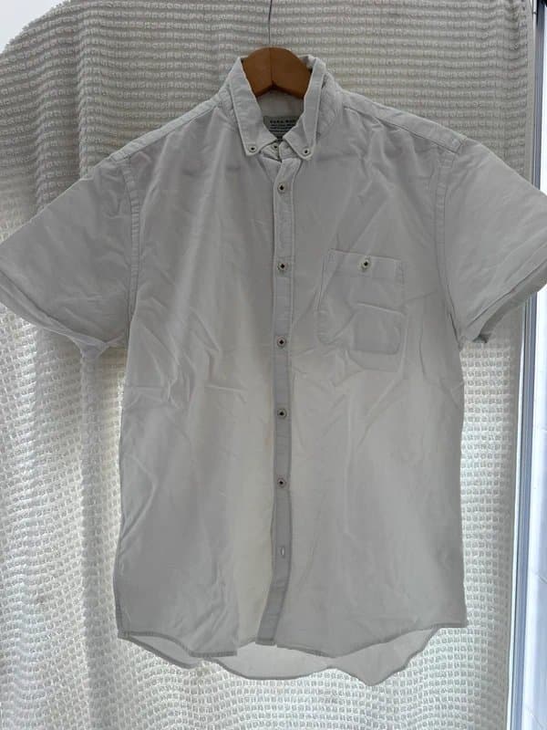 Zara Man 13 Zara Man white cotton short sleeve summer holiday vacation shirt size M slim fit