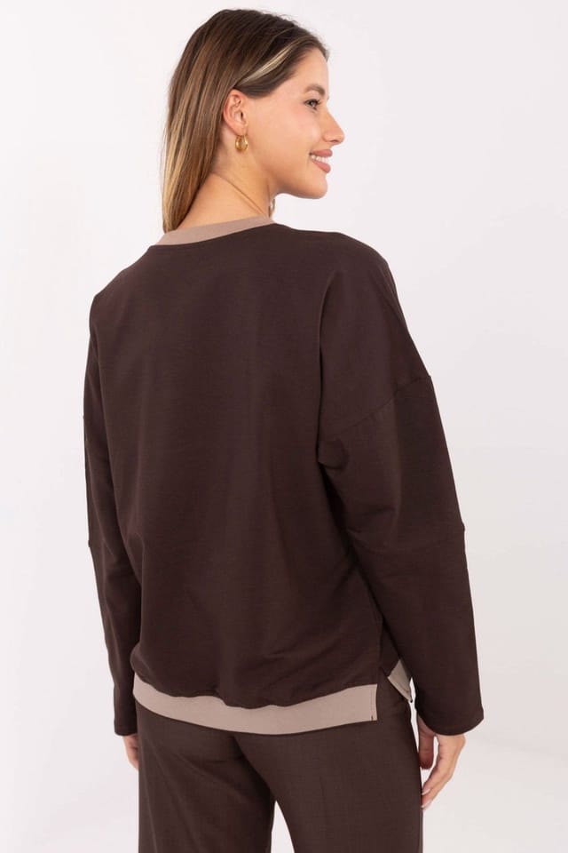 Love Lace Love Lace Women's Casual Embroidered Cotton Elastane Sweatshirt in Brown - 3