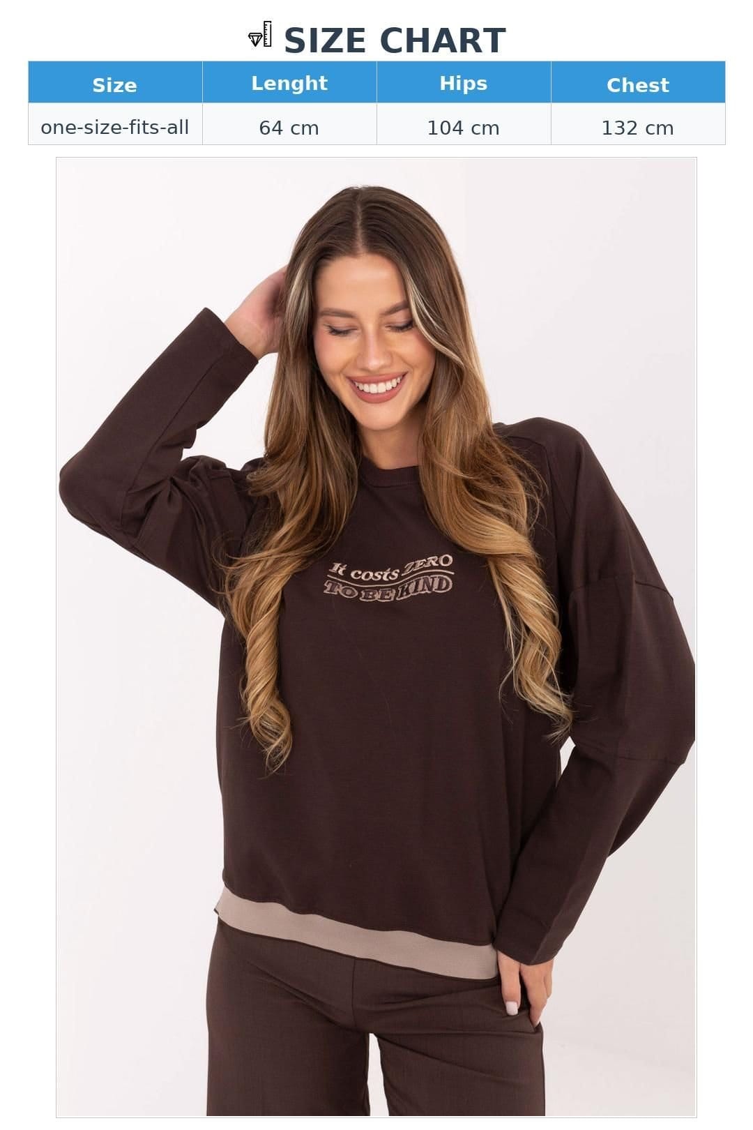 Love Lace Love Lace Women's Casual Embroidered Cotton Elastane Sweatshirt in Brown - 4