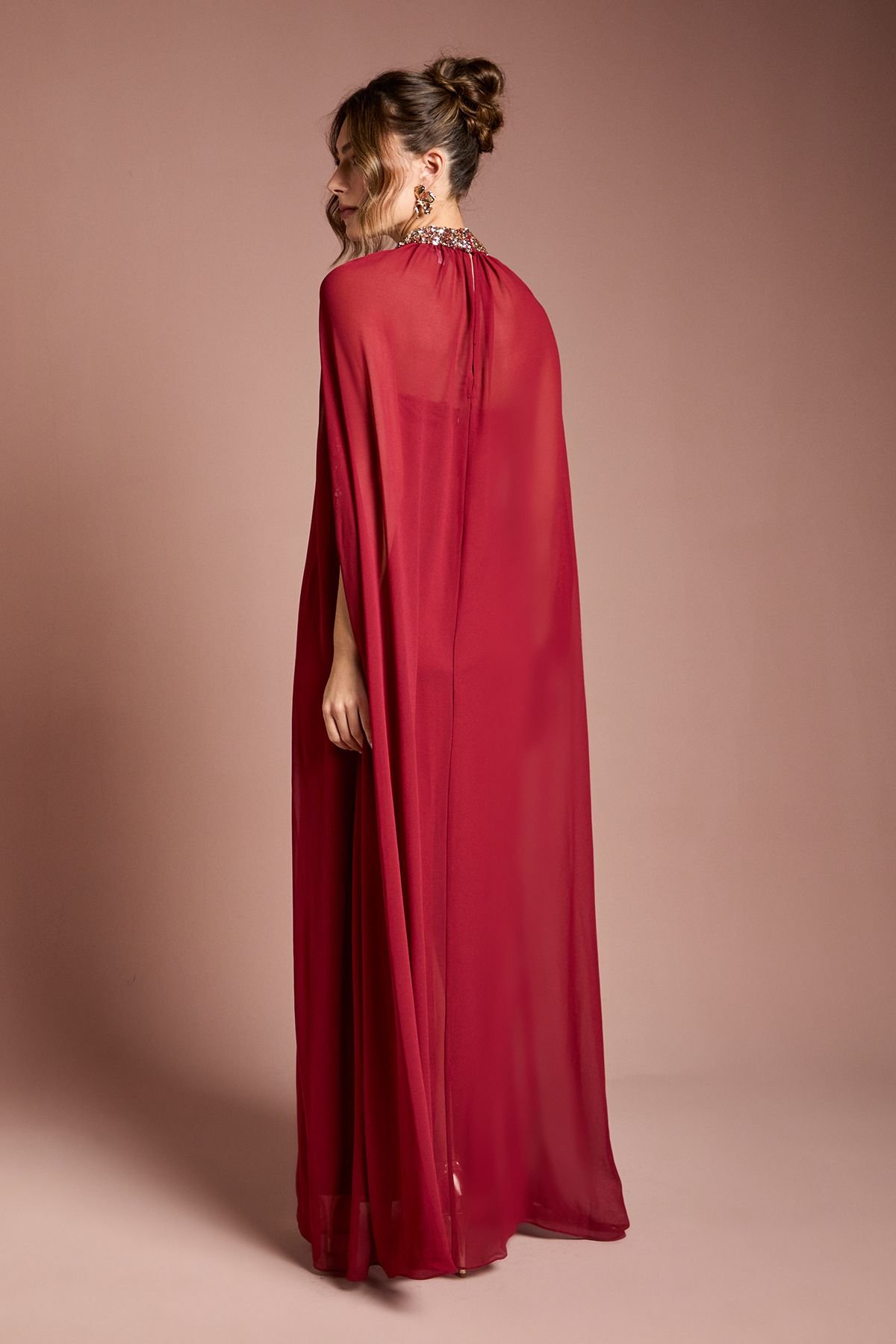 Coast Coast Women's Muse Chiffon Cape Dress in Wine - 3