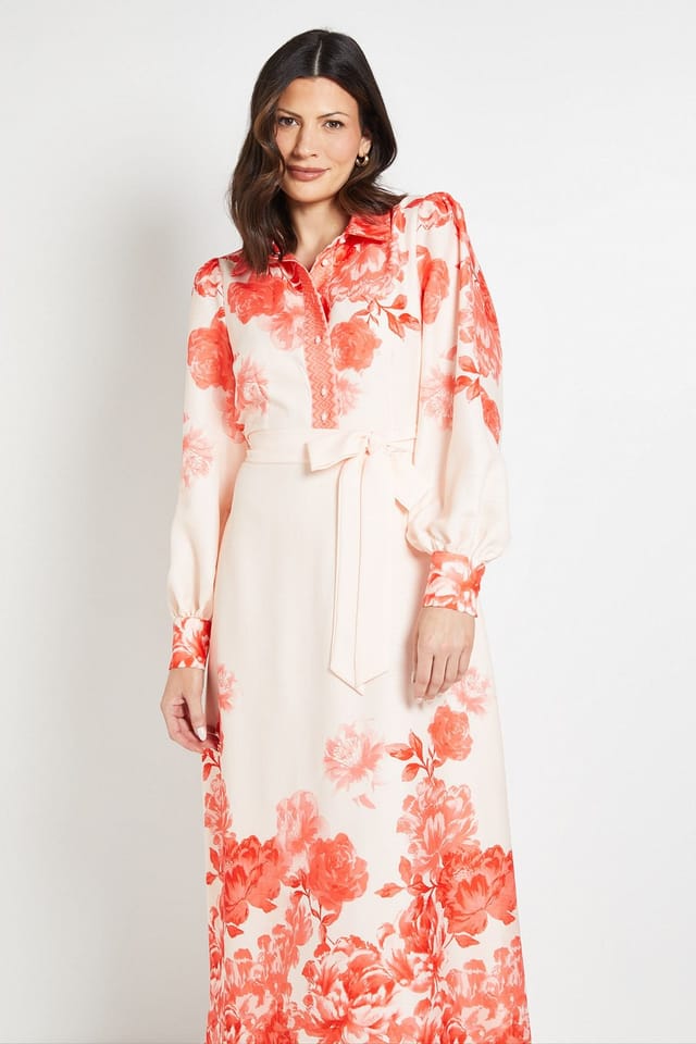 Wallis Wallis Women's Summer Floral Western Shirt Dress in Orange - 2